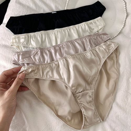 真丝中低腰薄款缎面女士内裤