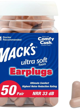 Mack's Ultra Soft Foam Earplugs, 50 Pair - 33dB Highest NRR