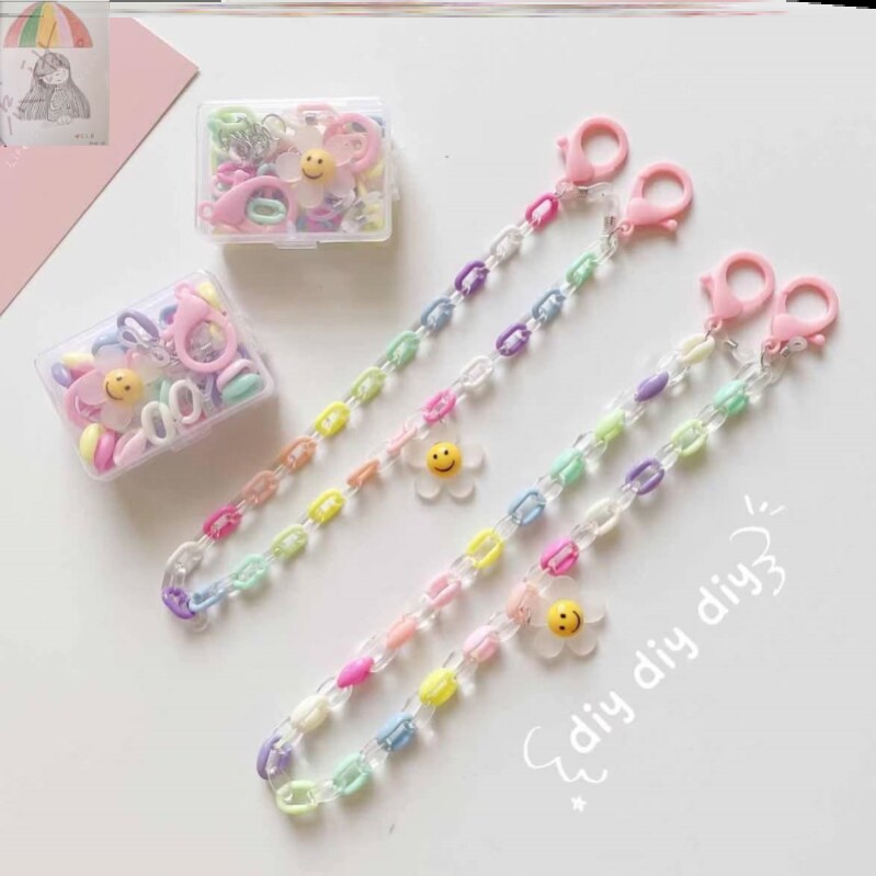 KOREAN CANDY COLOR VERSATILE DECORATIVE LANYARD NECKLACE GLASSES CHAIN FACE MASK HALTERNECK MASK CHAIN ROPE DIY MATERIAL PACKAGE