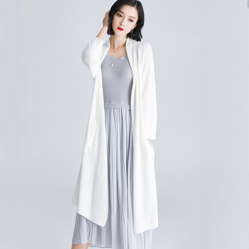 冰丝针织开衫女春夏披肩长外搭中长款仿亚麻外套2023新款女防晒