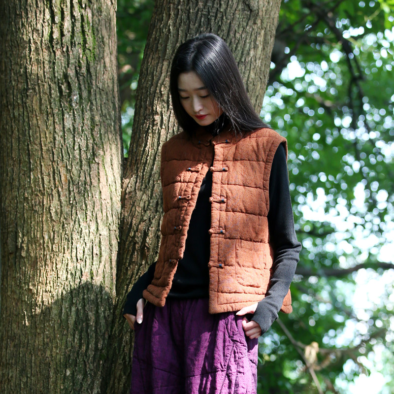 古石后原创布衣中式棉马甲女秋冬外搭叠穿亚麻立领国风棉服外套,女装/女士精品,马夹,淘宝优惠券,粉丝福利购,淘宝优惠卷