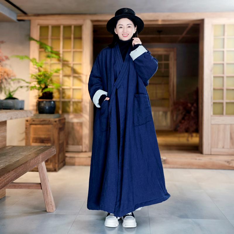 古石后复古禅意风宽松长款棉服
