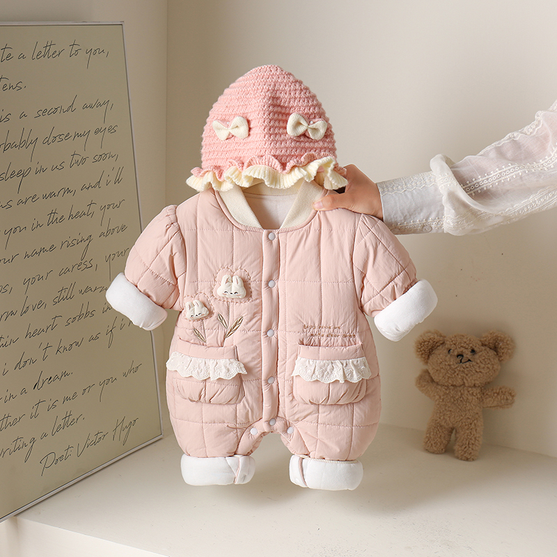女宝宝秋冬棉衣连体衣