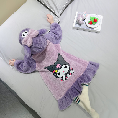 掌击掌家居服睡袍卡通珊瑚绒