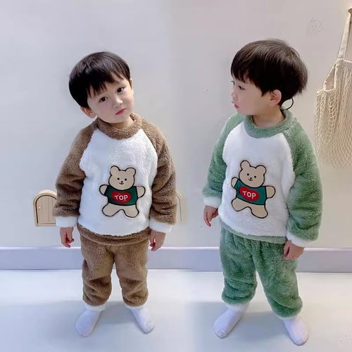 男童珊瑚绒睡衣儿童法兰绒宝宝