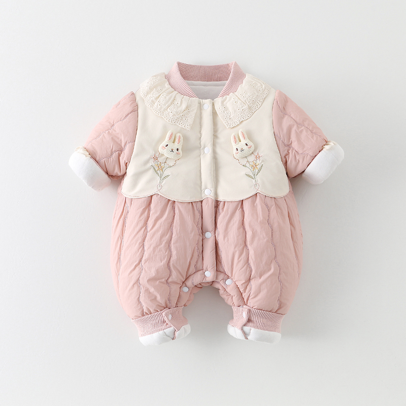 女宝宝冬装连体衣保暖哈衣