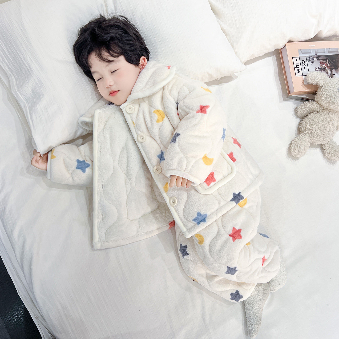 儿童卡通星星三层加厚睡衣套装男童女童冬季加厚保暖家居服两件套,童装/婴儿装/亲子装,家居服套装,淘宝优惠券,粉丝福利购,淘宝优惠卷