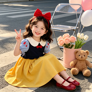 女童连衣裙夏装儿童白雪公主裙洋气周岁短袖礼服女宝宝生日宴裙子