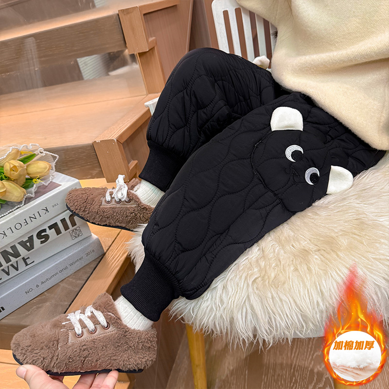 女童棉裤冬装儿童加厚一条过冬保暖裤子2025新款洋气女宝束脚长裤