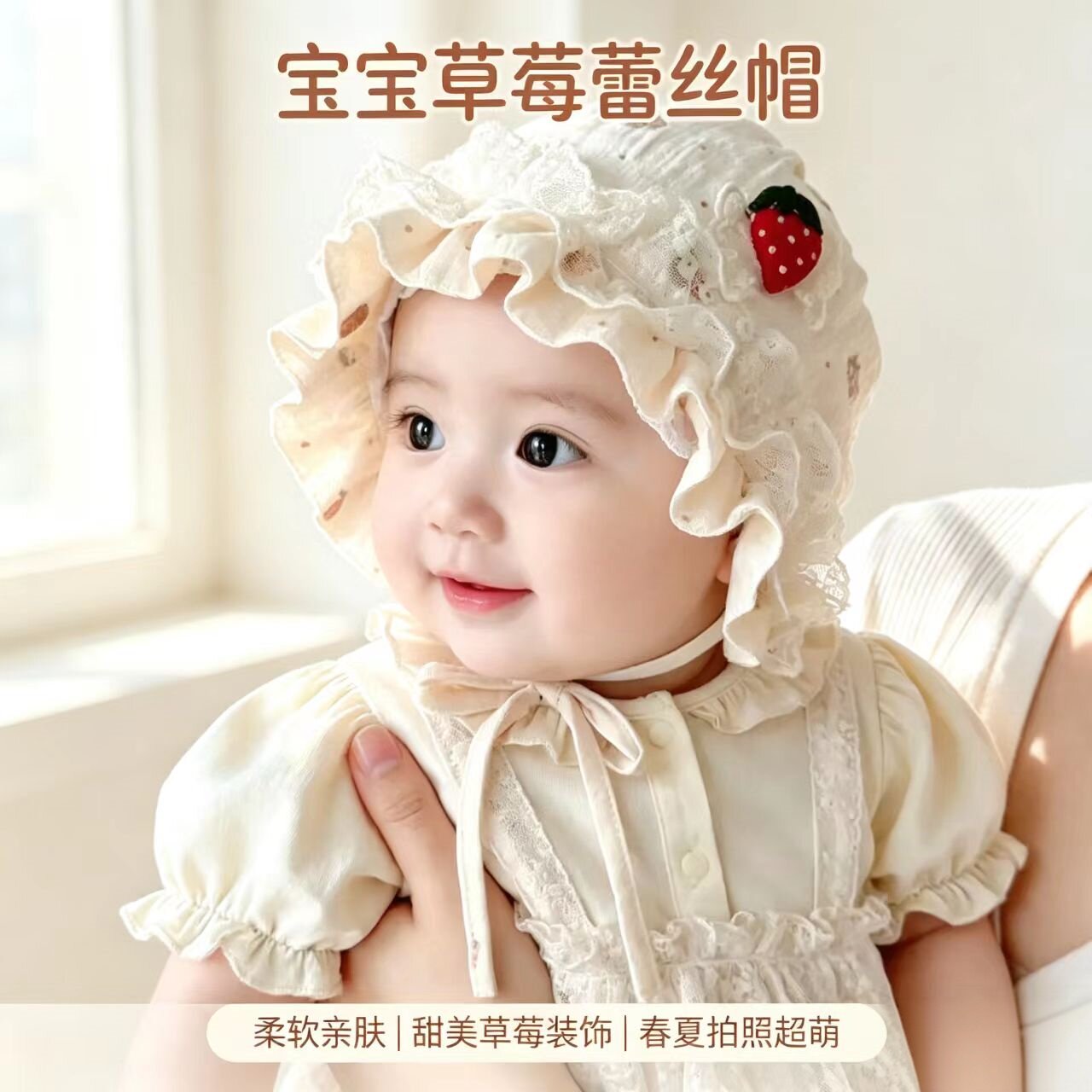 婴儿帽子四季女宝宝甜美公主帽
