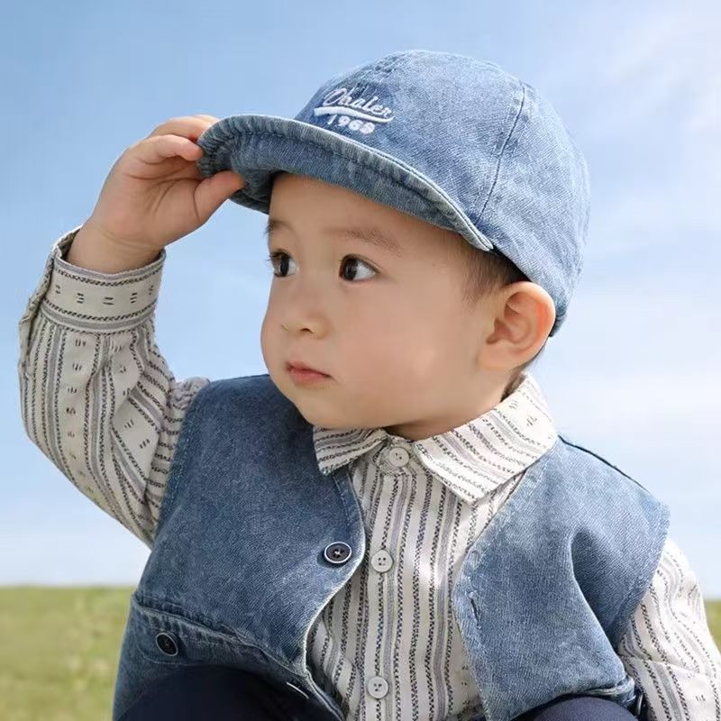 婴儿鸭舌帽春秋字母软檐遮阳帽子