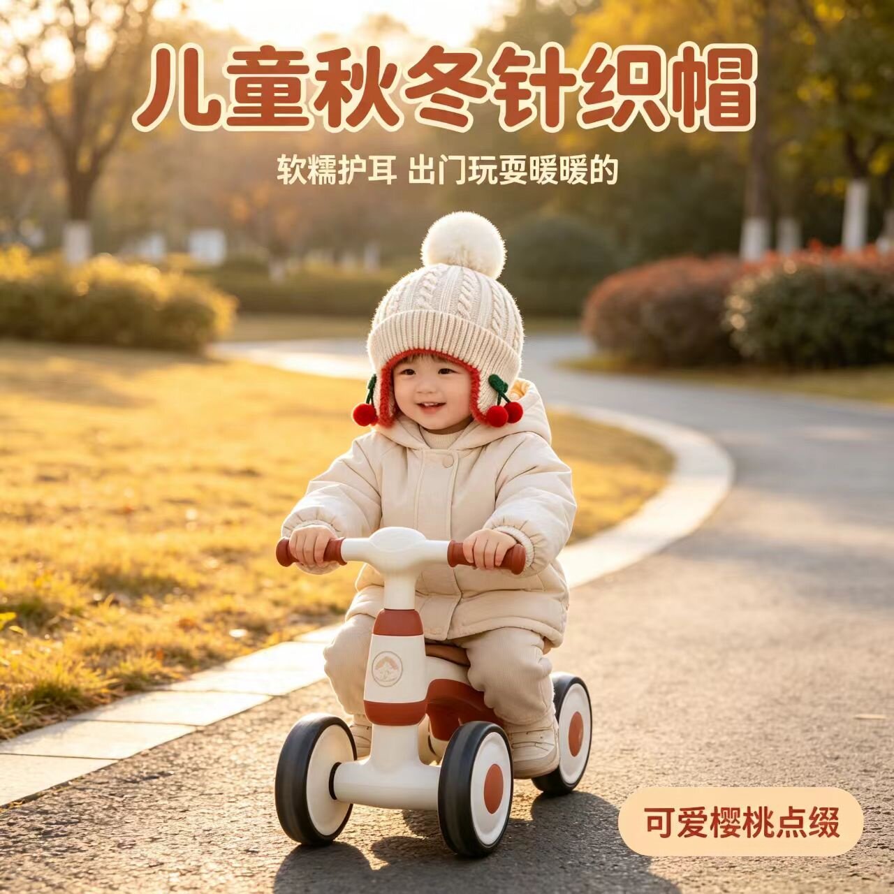 婴幼儿帽子冬季护耳毛线帽韩系