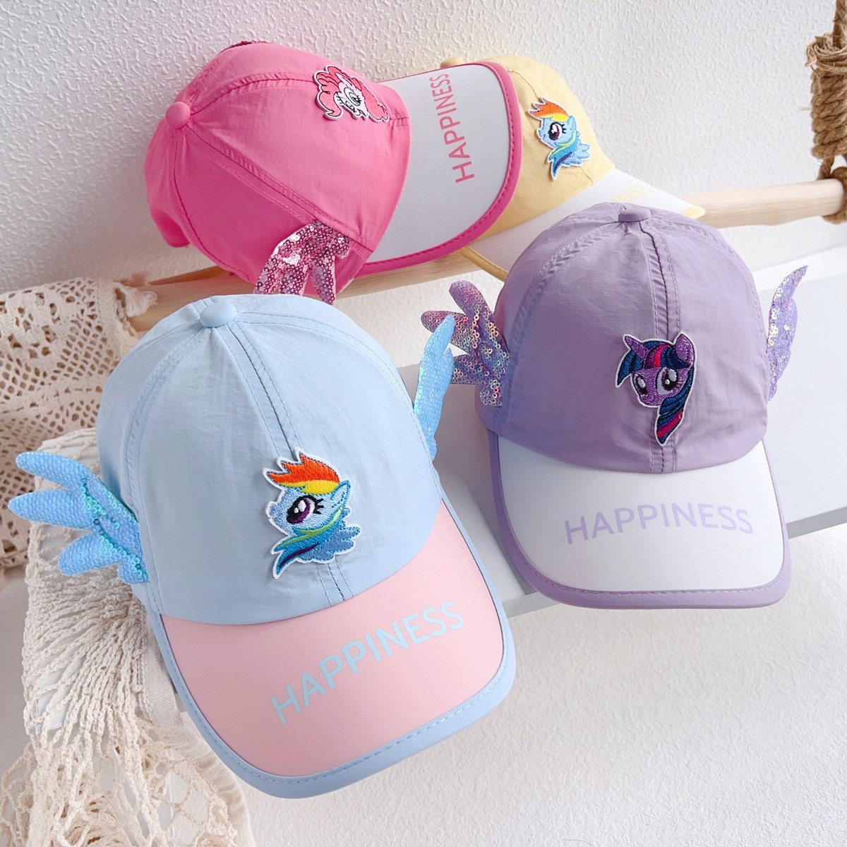 儿童防晒速干帽韩版小马宝莉儿童遮阳帽子男女童棒球帽宝宝鸭舌帽