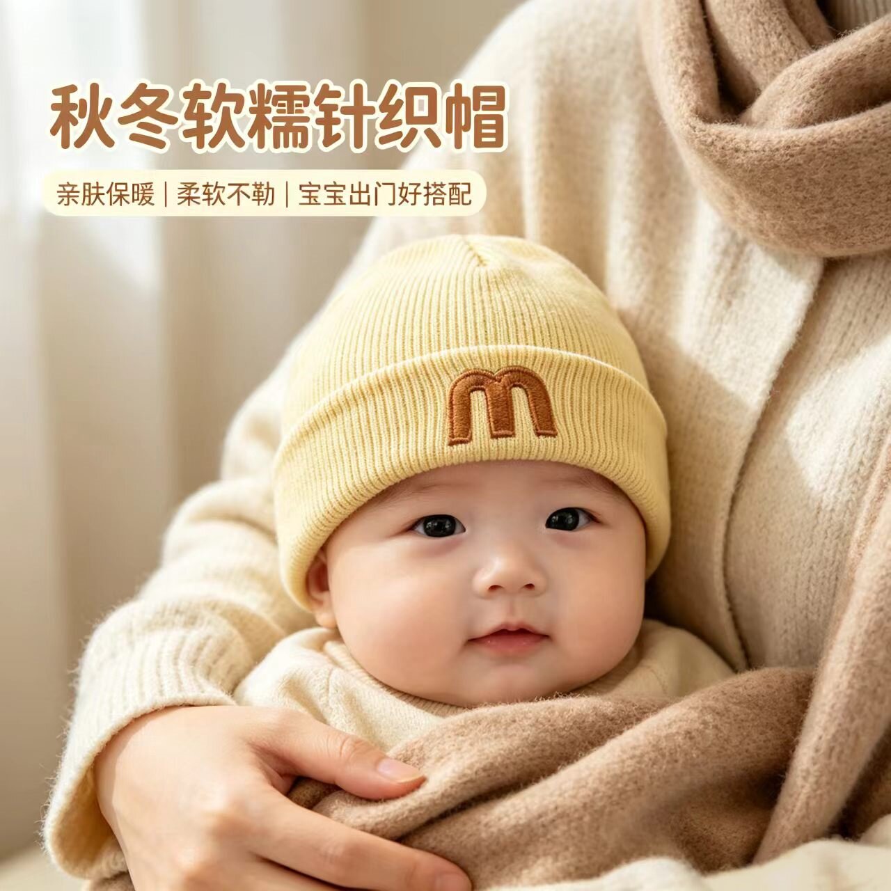 帽子秋冬季婴幼儿毛线帽婴儿针织
