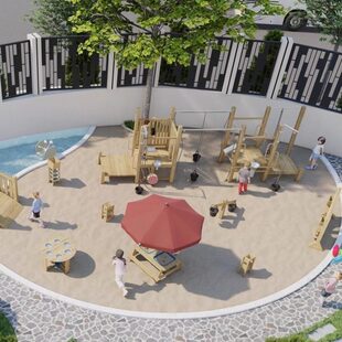 幼儿园户外沙池区玩沙玩具儿童玩沙木制转轮漏斗沙池设备