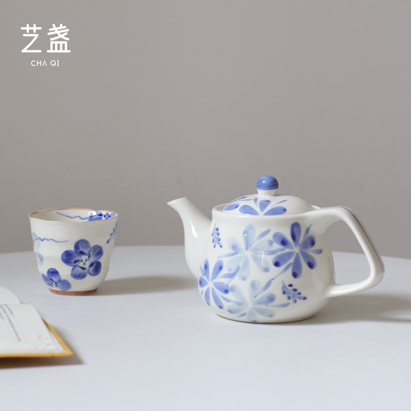 日式手绘花茶壶家用大容量泡茶壶冷水壶陶瓷茶水分离壶茶杯水杯