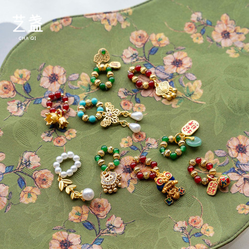 艺盏盖碗茶壶提溜小挂件吊坠手工栓壶绳茶具装饰品茶道零配件