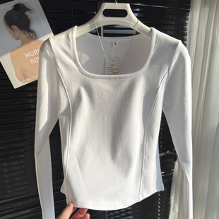 显瘦打底衫 2025秋装 t恤女棉质洋气修身 新款 内搭辣妹上衣 正肩长袖