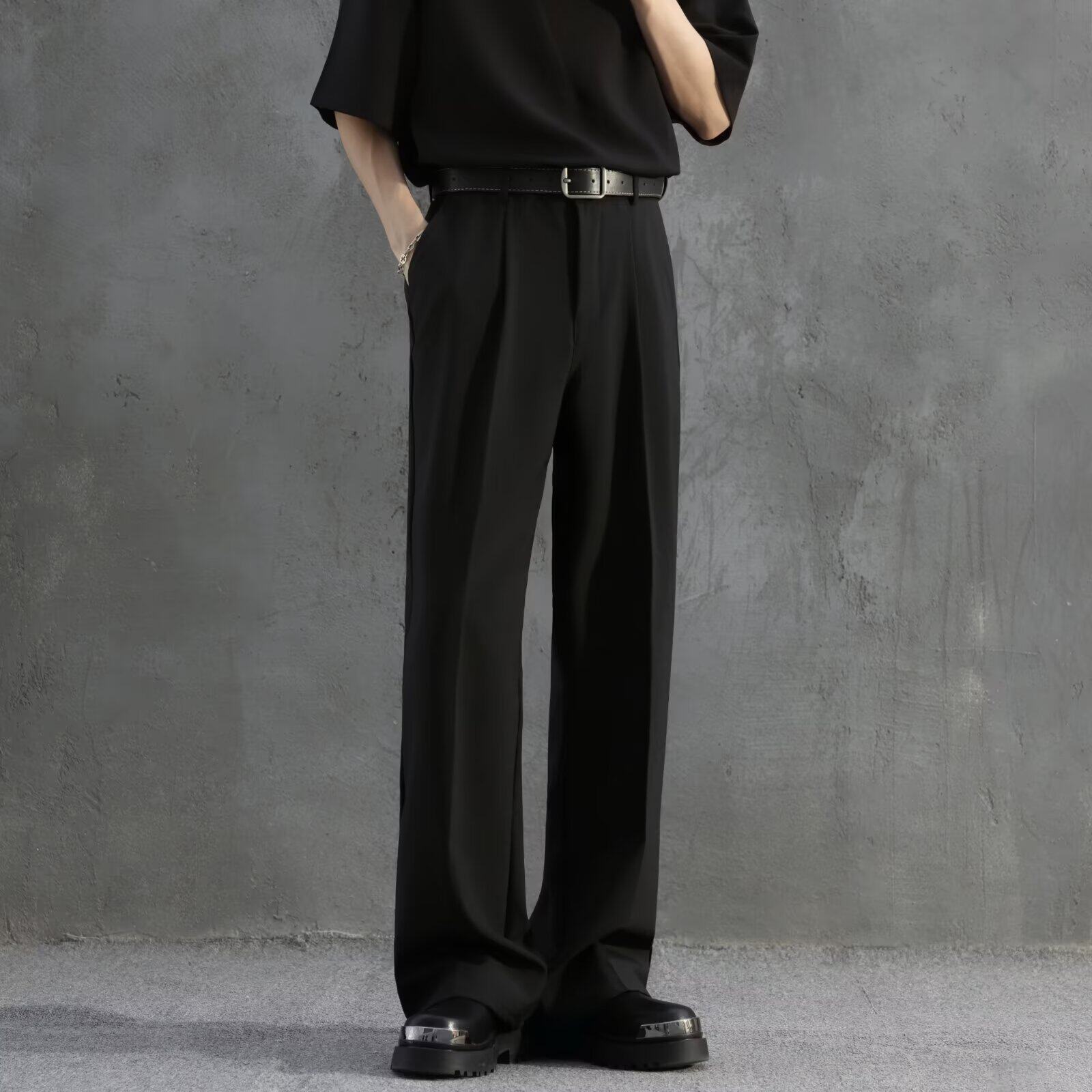 直筒宽松西裤男生垂坠感感春秋季休闲裤子美式高腰西装裤