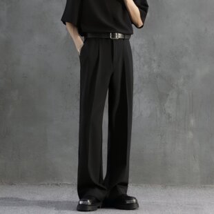 直筒宽松西裤男生垂坠感感春秋季休闲裤子美式高腰西装裤