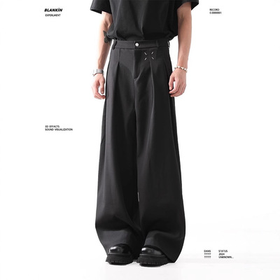 BLANKIN 高级感cleanfit黑色西裤男夏季垂感宽松休闲职业西装