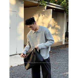 Koube「羊毛混纺 老钱风翻领POLO毛衣男宽松通勤休闲羊毛针织衫潮