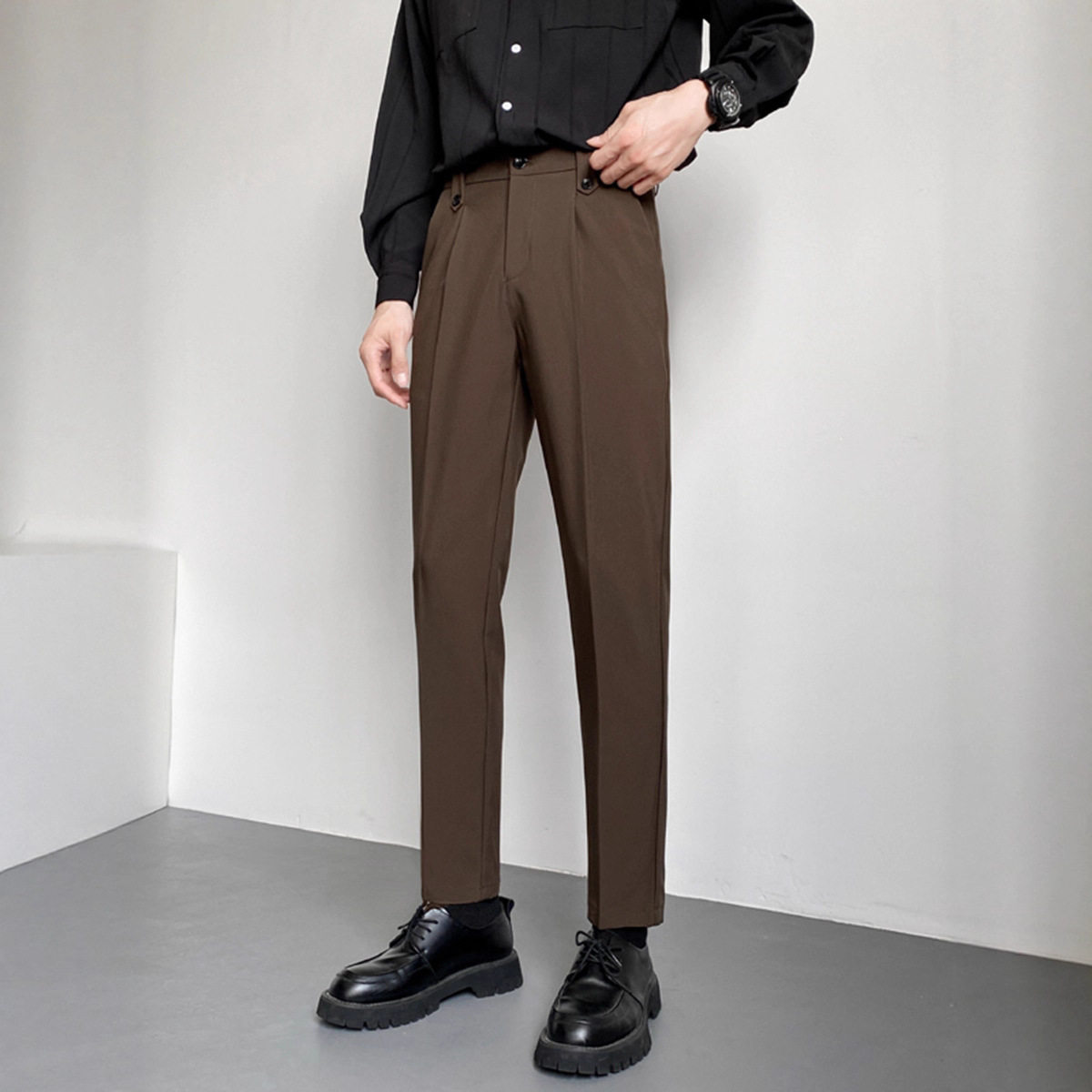 轻奢高级感休闲裤男2024夏季薄款弹力直筒商务西裤男士工装长