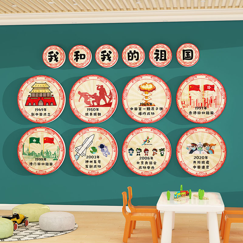 幼儿园班级氛围布置神器小学初爱国励志标语墙贴教室文化墙面装饰