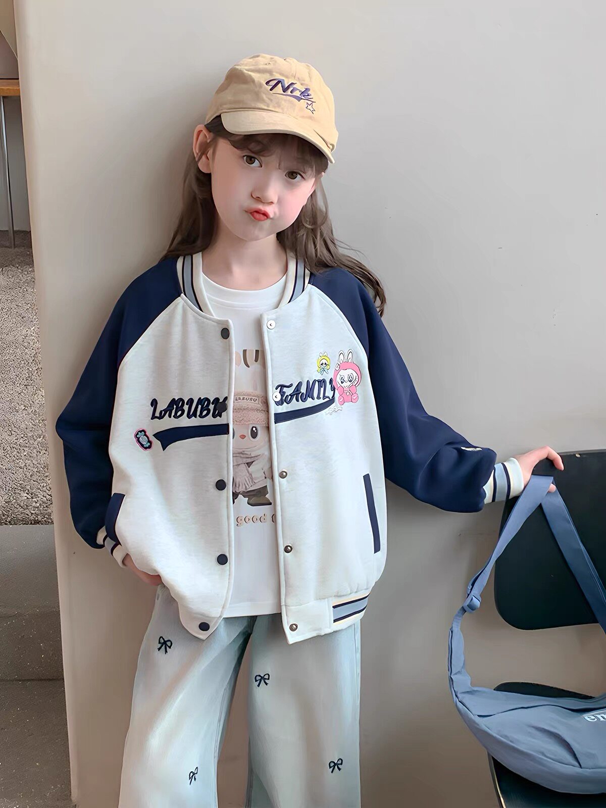 1032哈哈家 女童春季新款洋气韩版甜美时髦百搭棒球服外套