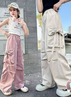 517哈哈家 女童夏季新款洋气韩版时髦百搭休闲工装裤