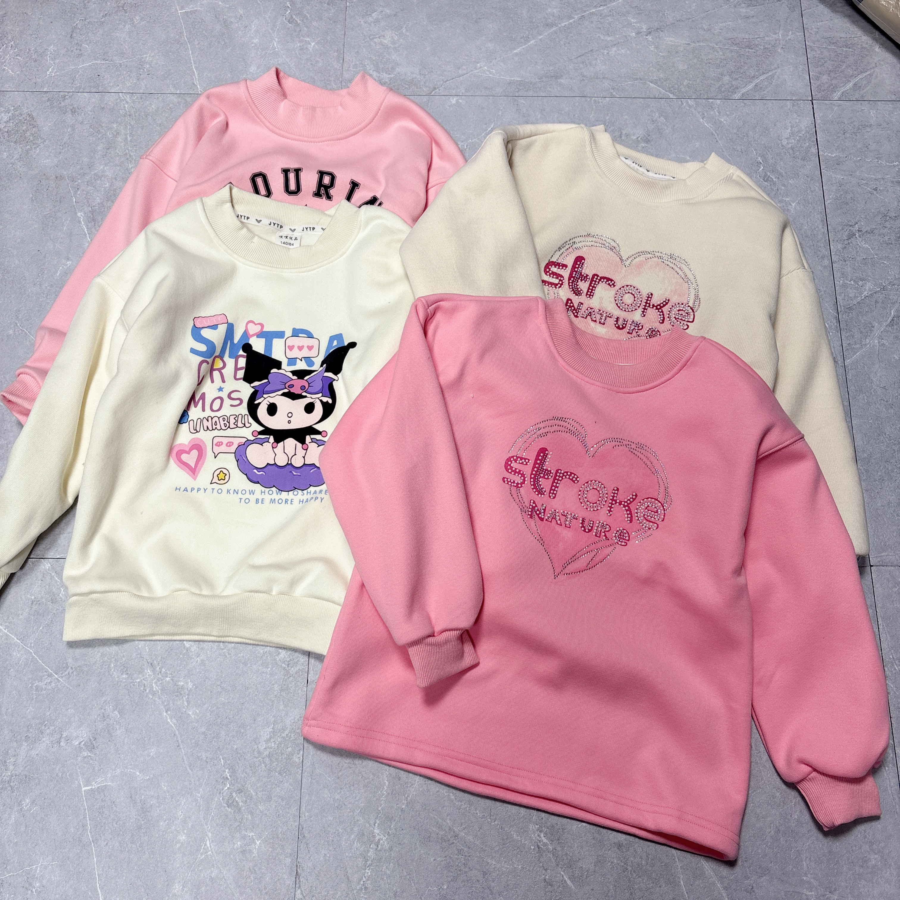 499哈哈家 高品质女童冬季新款洋气韩版百搭爱加绒加厚卫衣