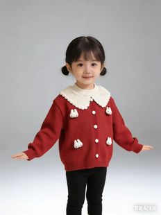 百搭时髦娃娃领套头毛衣 洋气韩版 728哈哈家 女童秋冬新款