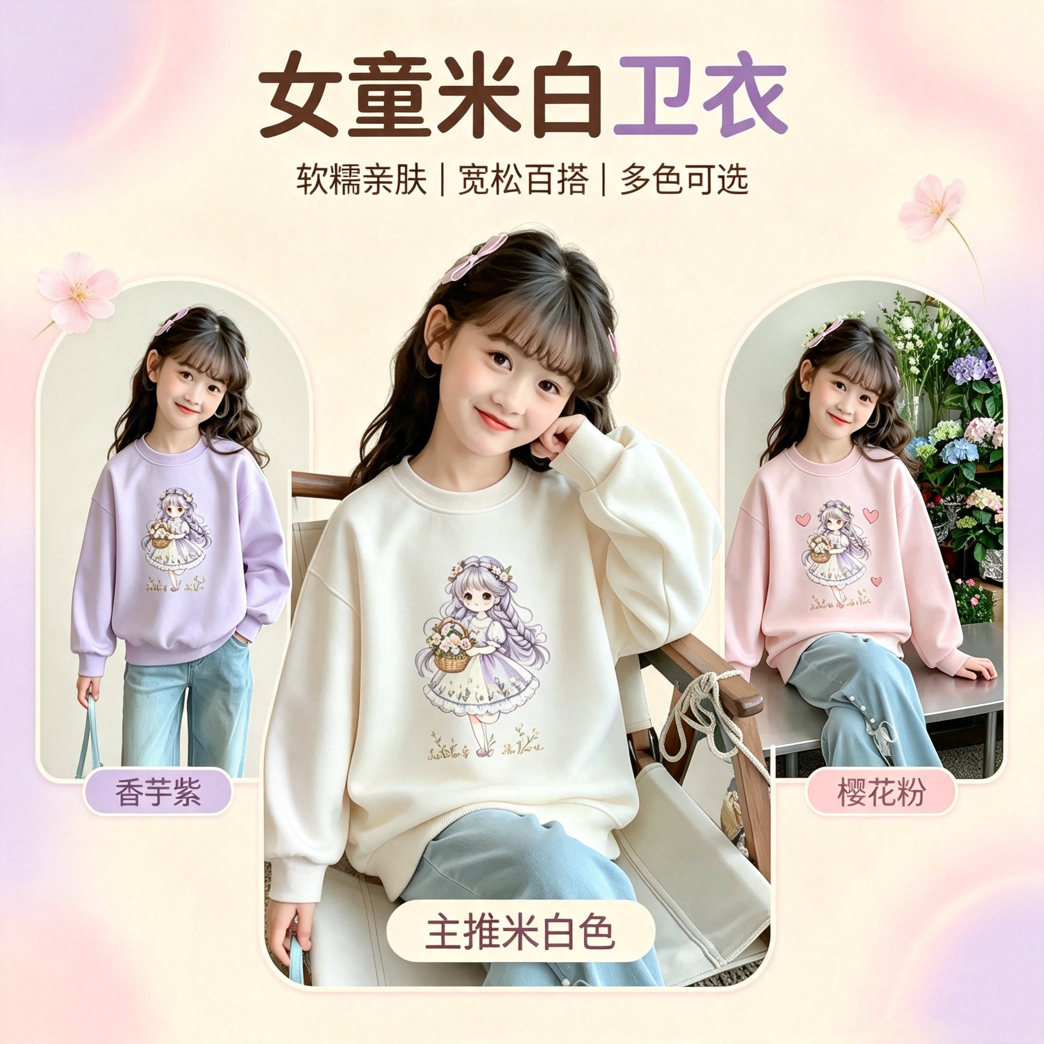 975哈哈家 推荐款 女童春秋新款洋气韩版甜美时髦百搭卫衣