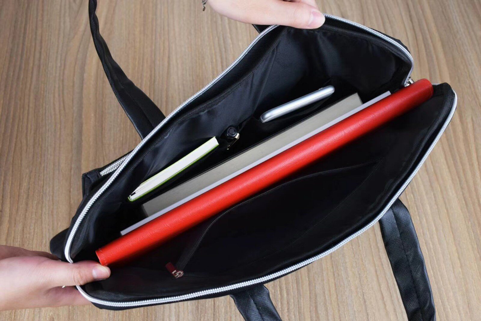 BAILIWEN 회의 가방 문서 가방 문서 가방 0060 입체 게리 라이닝 더블 레이어 휴대용 문서 가방 서류 가방