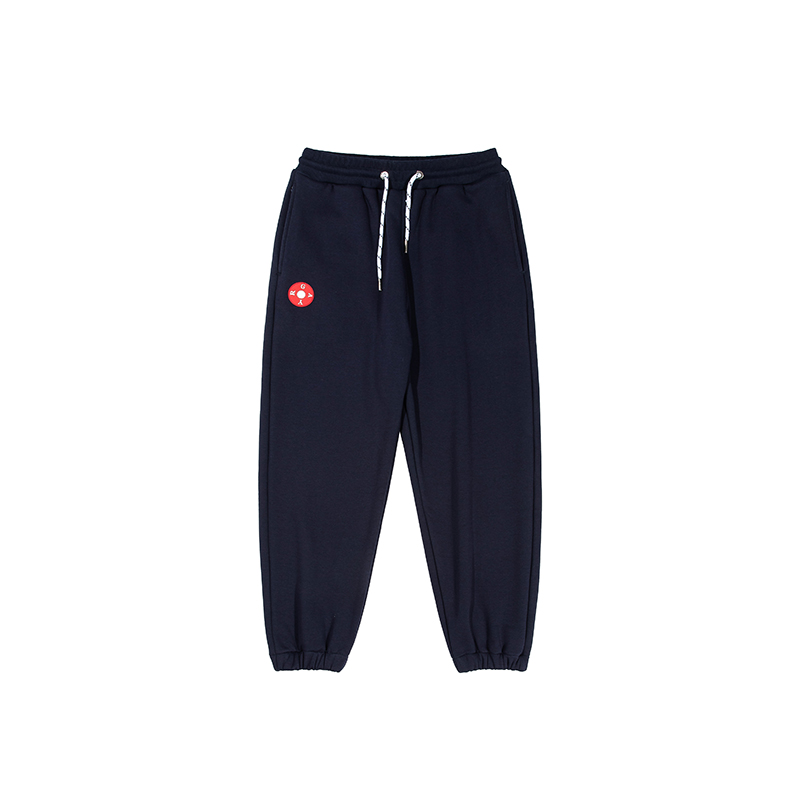 2025加绒加厚徽章卫裤男女抽绳休闲运动裤高级隐藏拉链口袋设计潮