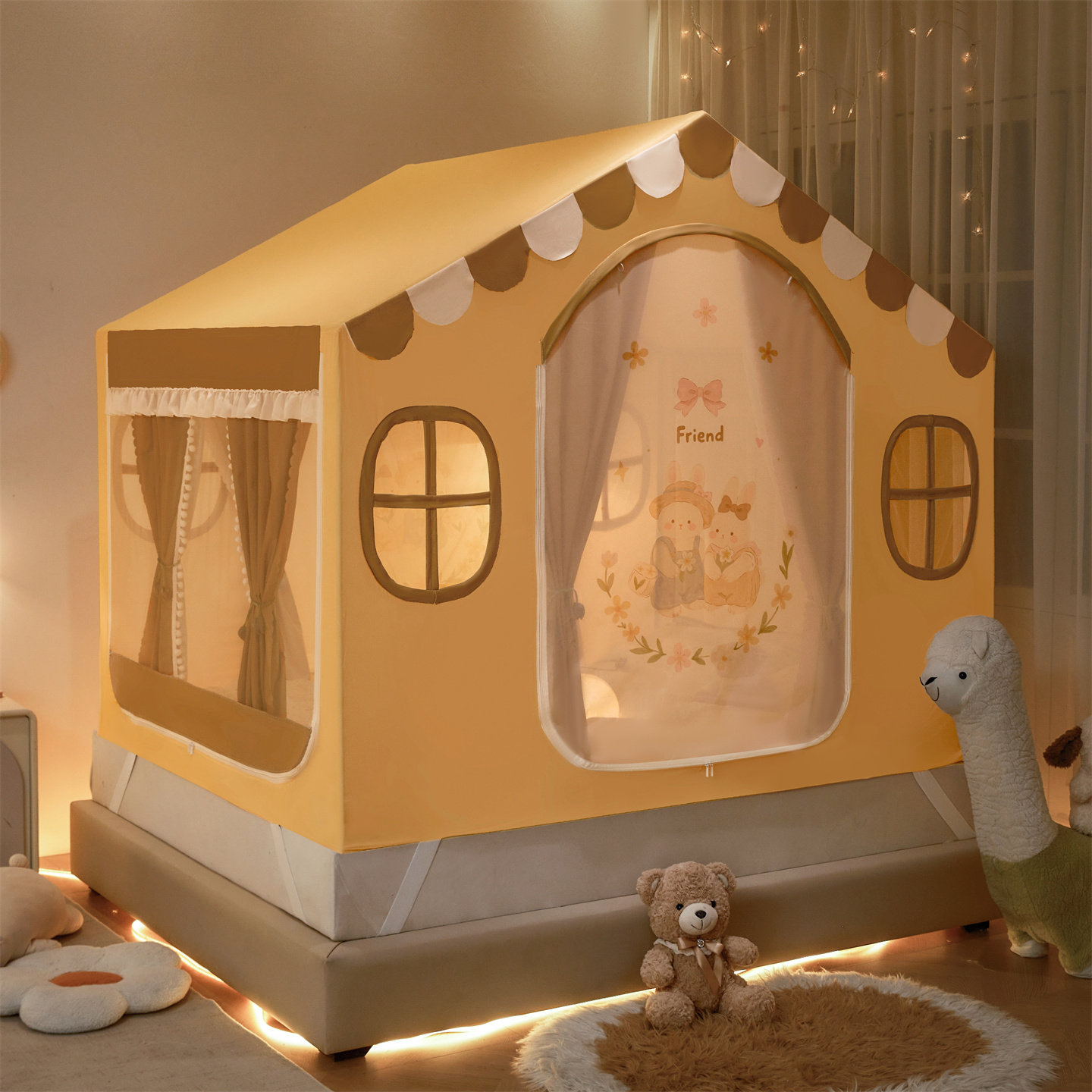 2026年新款儿童城堡床上帐篷蚊帐家用卧室全罩式防摔全底婴儿遮光