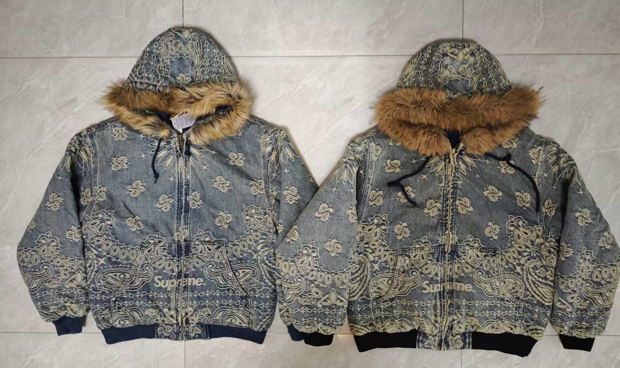 BANDANA JACQUARD DENIM HOODED WORK JACKET 腰果花棉服牛仔夹克,男装,夹克,淘宝优惠券,粉丝福利购,淘宝优惠卷