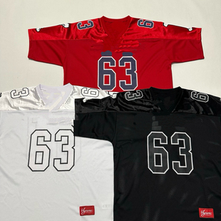 63号球衣Bones Football Jersey 骨头数字网眼短袖球服美式街潮牌