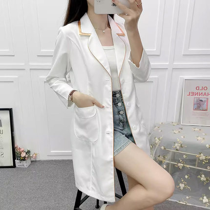 美容院美容师工作服女春夏纹绣师皮肤管理半永久白大褂长中短袖女