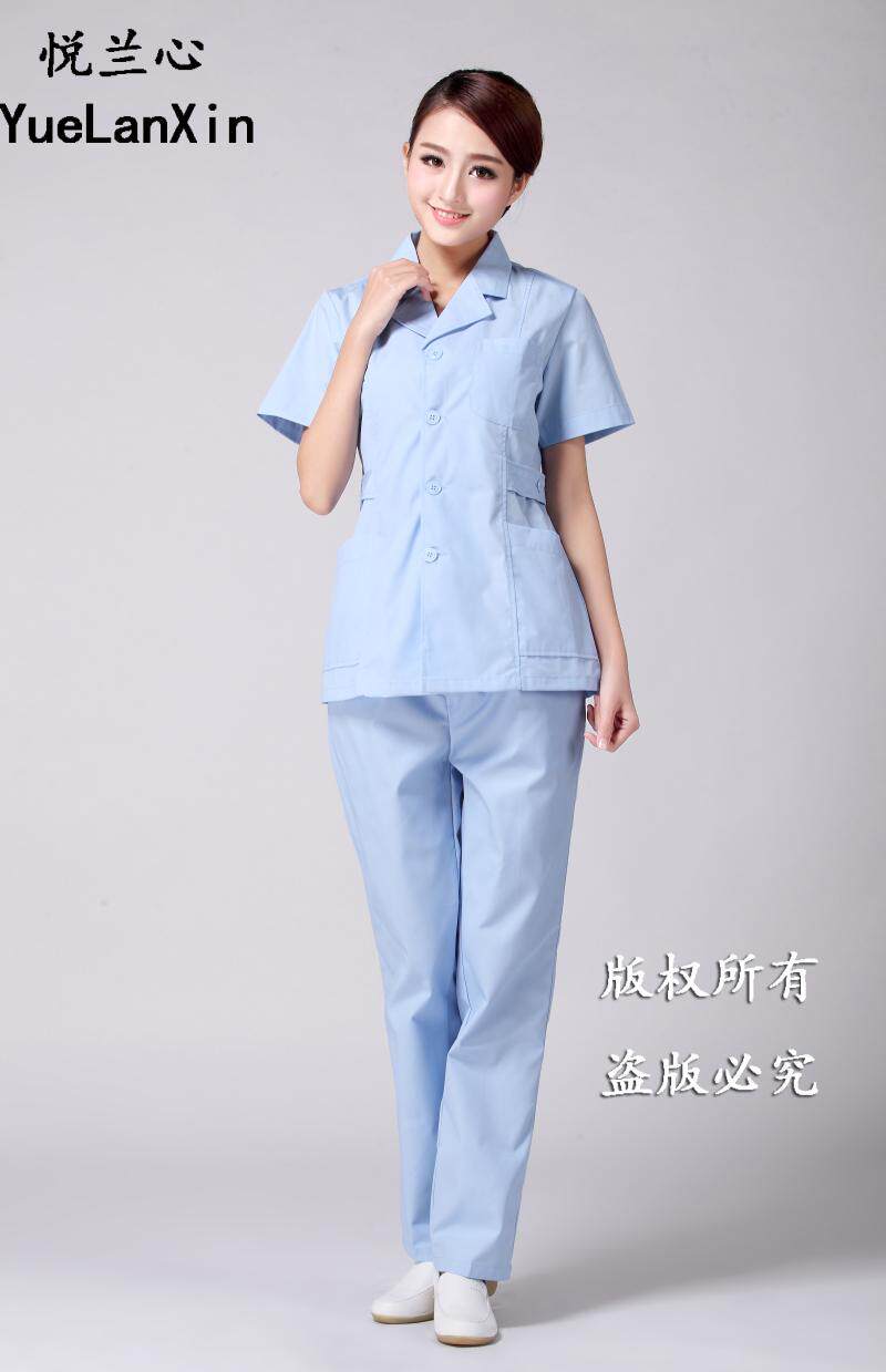 DOCTOR OVERALLS GOWNS BEAUTY PHARMACIES DENTISTRY STOMATOLOGY FEMALE DOCTORS NURSES CLOTHES SPLIT SUMMER DRESSES SHORT SLEEVES