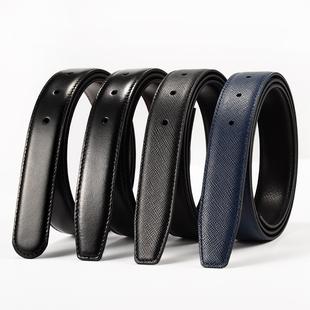 适用万宝家替换皮带不带头男3.4真皮无头纯牛皮针扣光面腰带条3cm