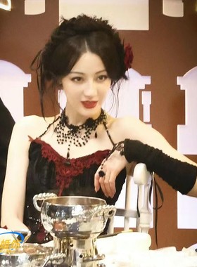 新款锁骨链中世纪骑士哥特编织黑色水晶宫廷复古黑色串珠项链女