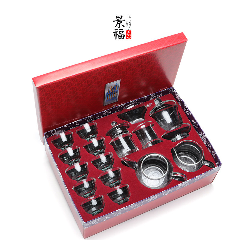 景福匠心 玻璃功夫茶具套装家用透明办公室会客轻奢茶壶茶杯定制,餐饮具,功夫茶具,淘宝优惠券,粉丝福利购,淘宝优惠卷