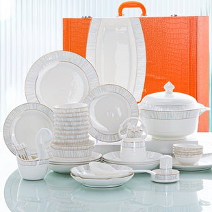 碗碟套装家用欧式轻奢高级景德镇陶瓷餐具碗盘筷乔迁新婚之喜礼盒