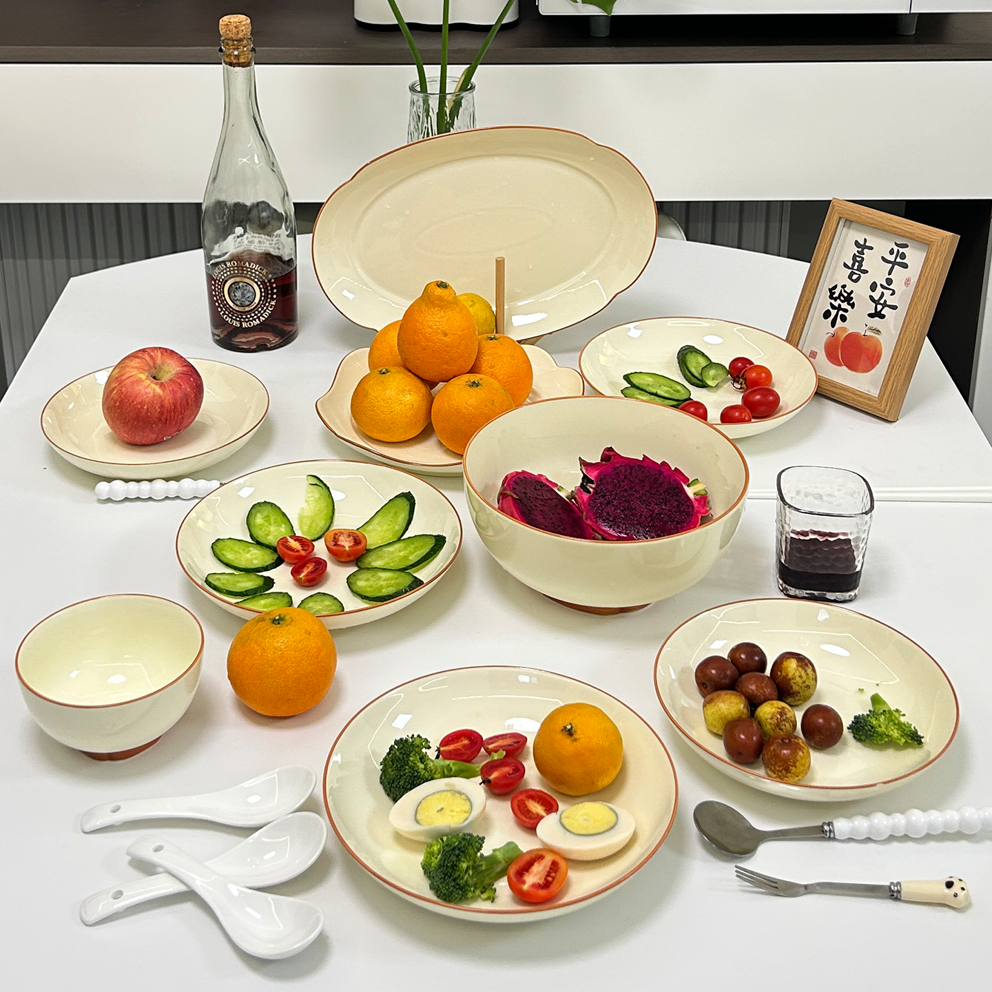 简约釉下彩2025新款碗盘碗碟套装