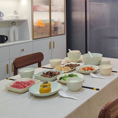 奶油风釉下彩2025新款碗碟套装