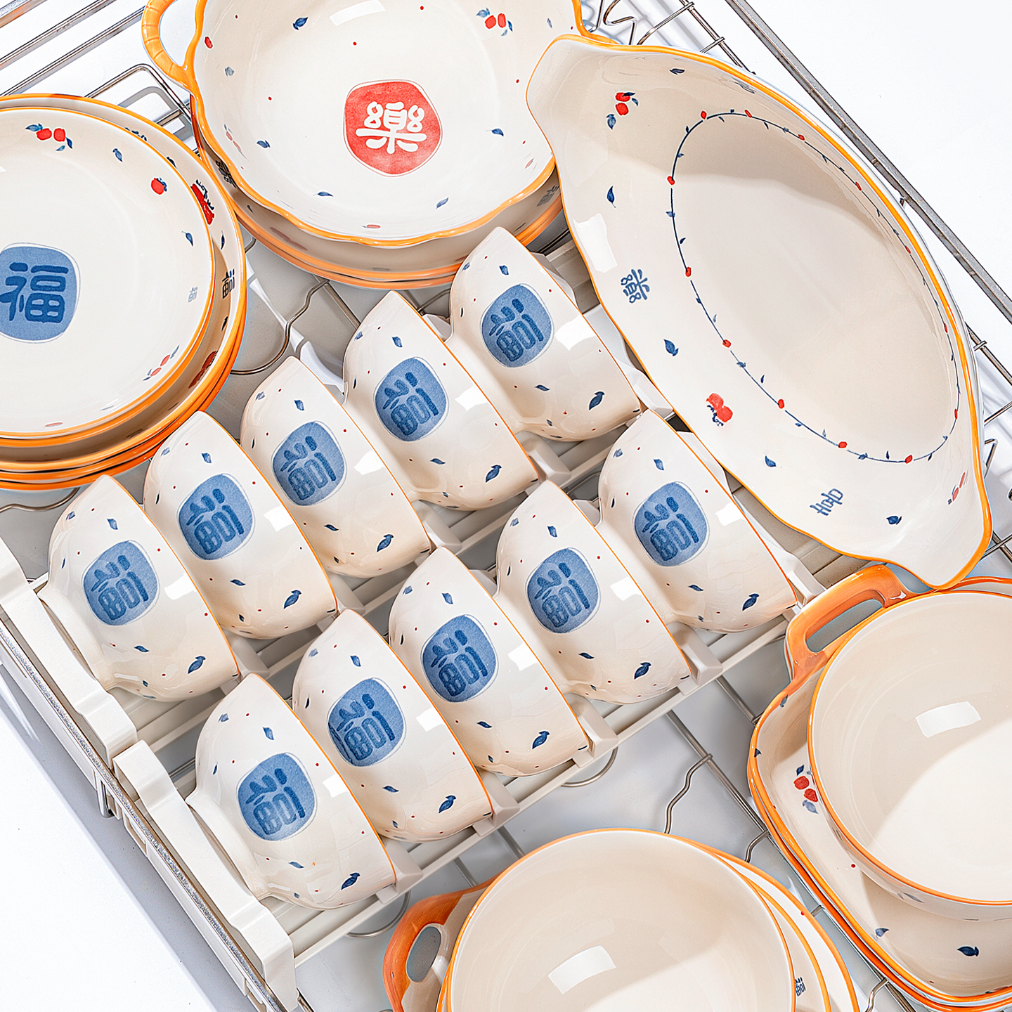 釉下彩2026新款碗碟套装家用中式陶瓷餐具高颜值碗盘乔迁碗具组合