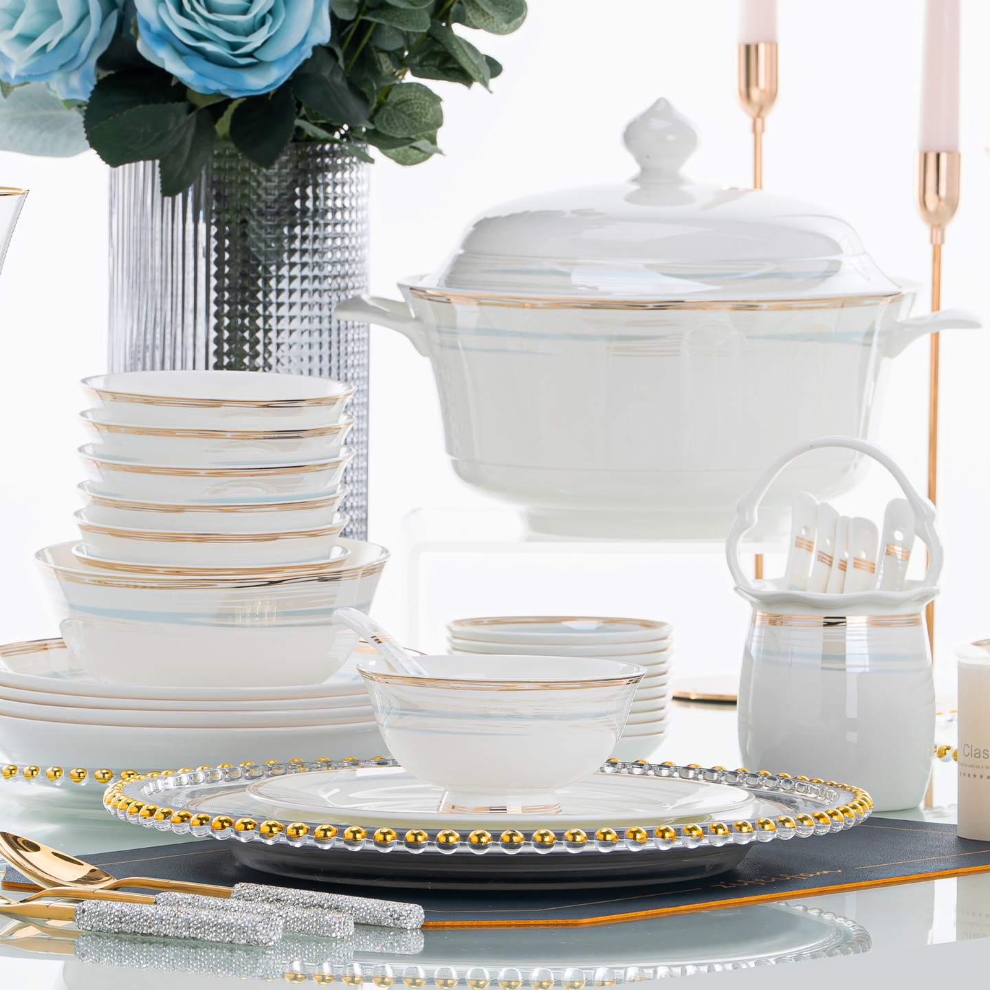 碗碟套装家用轻奢景德镇陶瓷