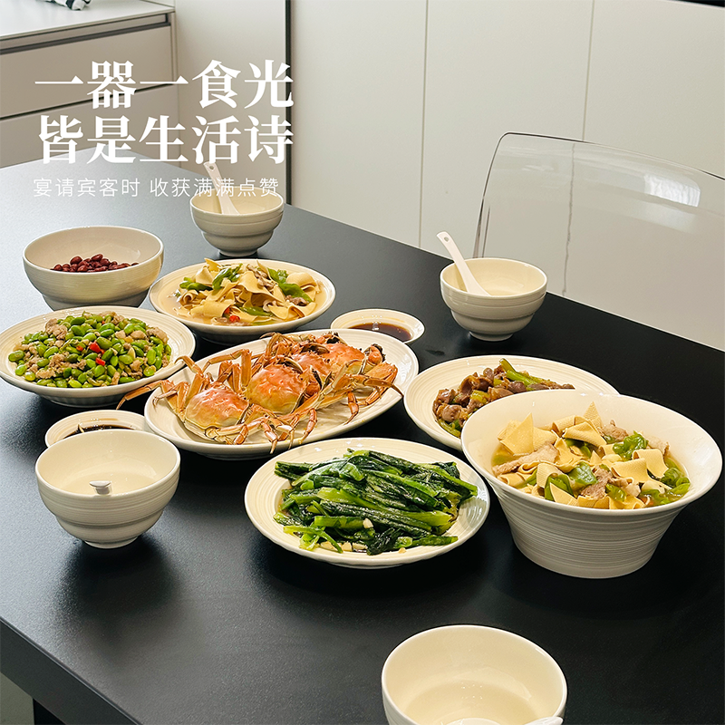 2026新款碗碟套装家用奶油风釉下彩餐具乔迁新居送礼碗盘筷组合