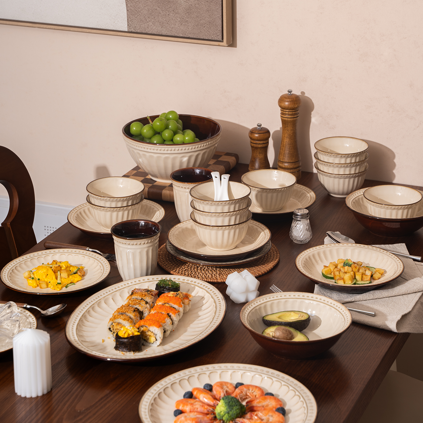 釉下彩2026新款碗碟套装家用中式复古窑变釉餐具乔迁新居礼物碗盘